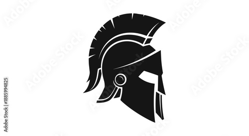 Ancient Spartan Warrior Helmet Silhouette Icon.