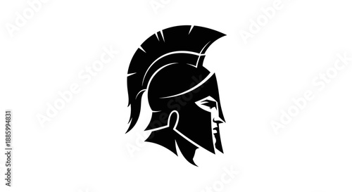 Ancient Spartan Warrior Helmet Silhouette Profile View.