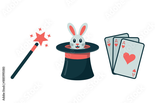 Cartoon Magic Rabbit Hat Cards Wand
