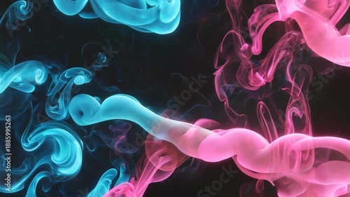 Ephemeral Hues: A vibrant display of swirling smoke in shades of blue and pink dances gracefully, creating a captivating visual symphony of color and form.