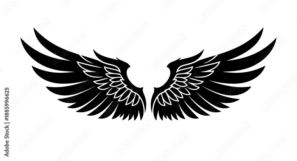 Obraz premium Black Angel Wings Graphic Design Element 2.
