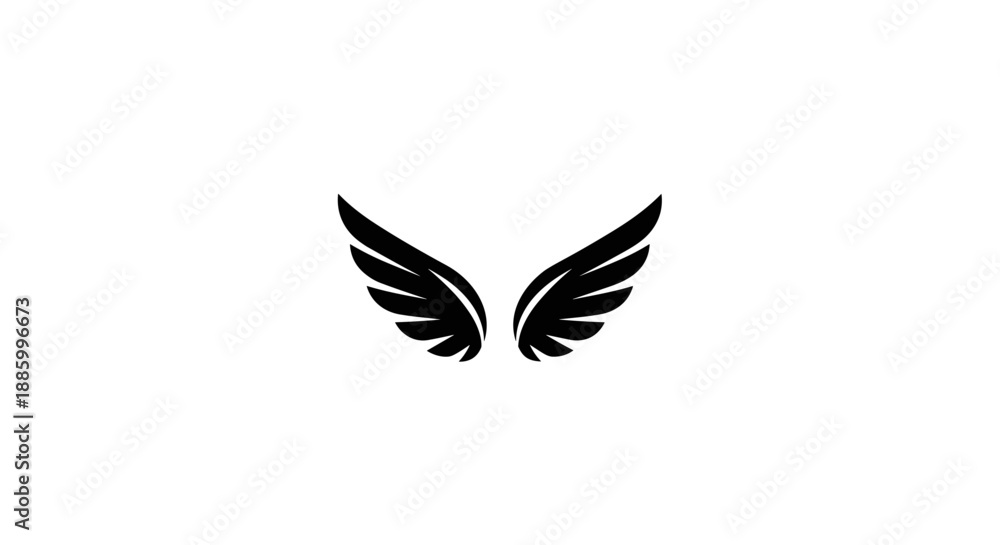 Obraz premium Black Angel Wings Silhouette Graphic Design Element.