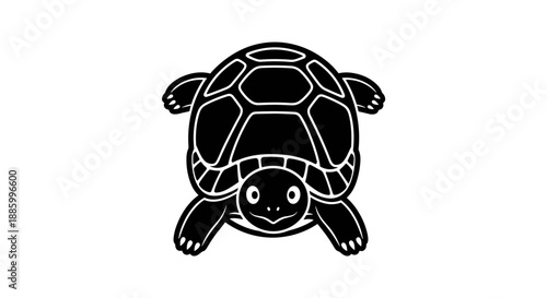 Black and White Stylized Turtle Illustration.