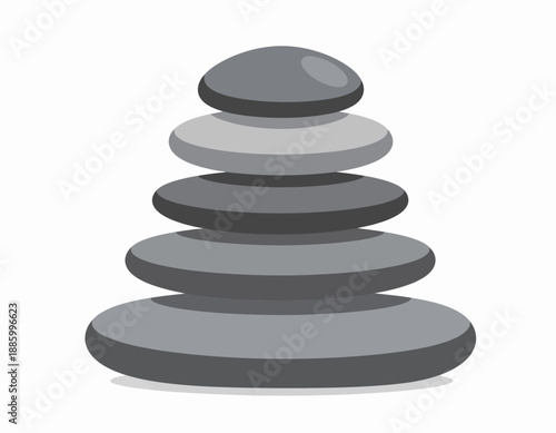 Stack of balanced Zen stones or pebbles. Symbol of harmony, balance, and meditation. Flat vector illustration for wellness and spa concepts.
