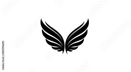 Black Angel Wings Symbol Isolated on White Background 2.