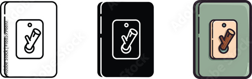 Light switch icon showing an on/off toggle for electrical current control in three styles isolated on white background, Vector