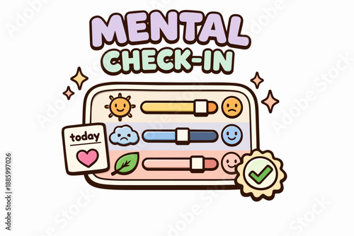 Mental check-in mood tracker dashboard with sliders and checklist