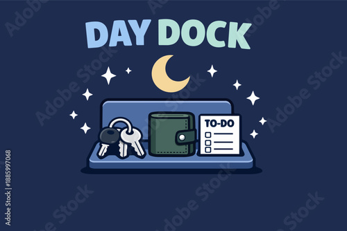 Night routine bedside tray with keys wallet and to-do checklist