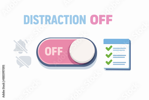 Digital detox toggle switch with muted notifications and checklist