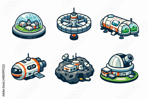 Space habitat infrastructure with biodome dome, greenhouse module and orbital station