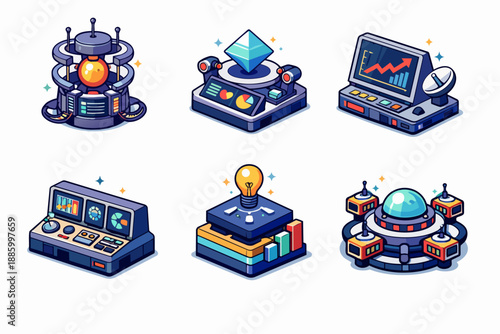 Innovation lab modules with energy reactor, data crystal platform and idea console
