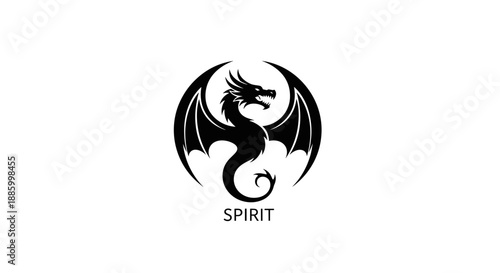 Black Dragon Spirit Emblem with Wings.