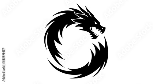Black Dragon Symbol Ouroboros Circular Design.