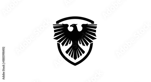 Black Eagle Emblem on Shield with Wings Spread.