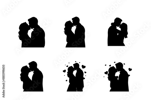 Romantic Couple Silhouette Set – Valentine’s Day Love Illustration