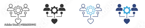 Team Collaboration Icon Set. People Connection and Support Symbols. Community and Network Care Collection, Vector Illustration.