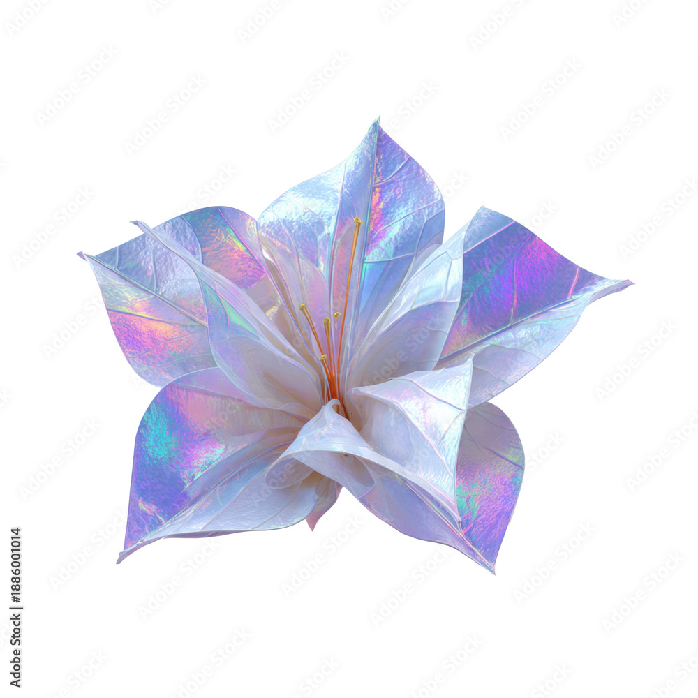 Naklejka premium Iridescent fantasy flower on transparent