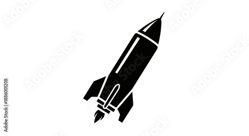 Black Silhouette of a Rocket Ship Ascending.