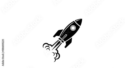 Black Silhouette of a Rocket Ship Launching into Space 2.