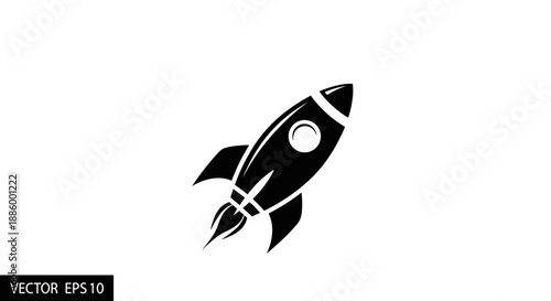 Black Silhouette of a Rocket Ship Launching Upwards 2.