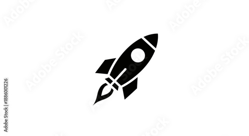 Black Silhouette of a Rocket Ship Launching into Space 3.