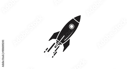 Black Silhouette of a Rocket Ship Launching Upwards 8.