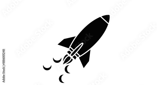 Black Silhouette of a Rocket Ship Launching Upwards 7.