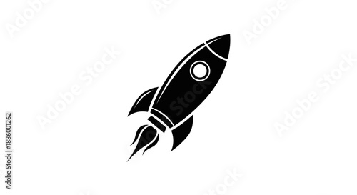 Black Silhouette of a Rocket Ship Launching Upwards 11.