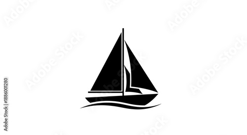 Black Silhouette of a Sailboat on Water.