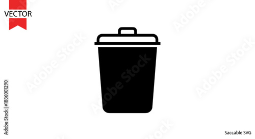 Black Silhouette of a Trash Can Icon.