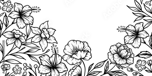 Abstract background with hand drawn floral elements. Vector design templates for postcard, poster, business card, flyer, magazine, social media post, banner, wedding invitation.