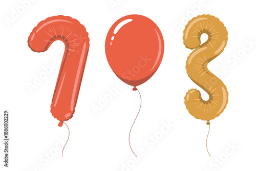 Colorful Number Balloons in Air