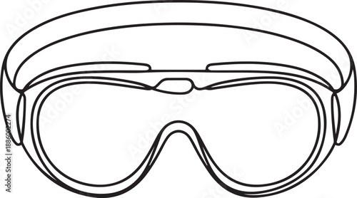 Continuous one line drawing of protect goggles vector illustration. one line Art icon drawing vector