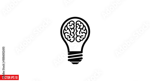 Brain Inside Light Bulb Symbolizing Ideas and Innovation.