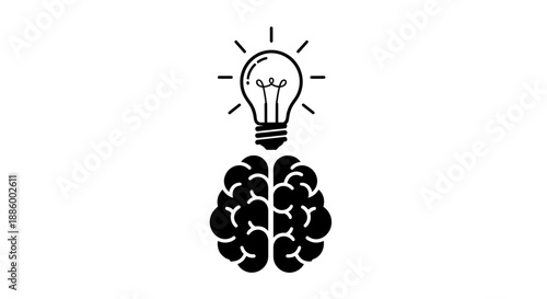 Brain With Light Bulb Idea Symbol.