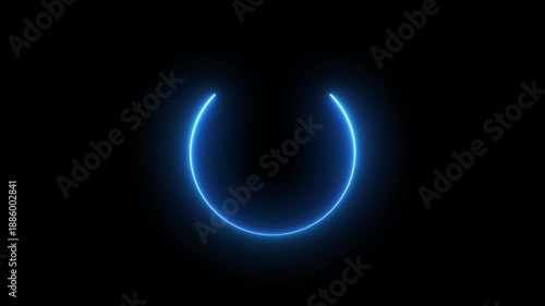 Cyan circle glow border concept on the transparent background. alpha channel, seamless loop, abstract glowing neon line cyan color circular lens animation neon light. 4k ,motion video transparent