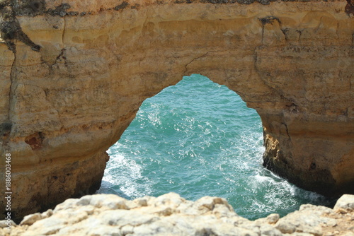 blue caves on the coast