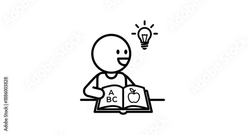 Child Learning and Having a Bright Idea.