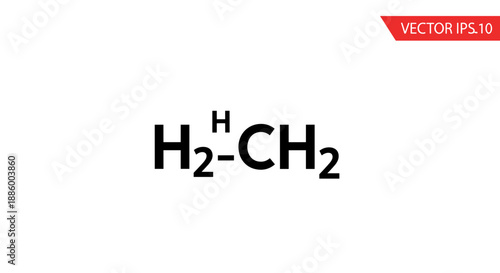 Chemical Formula of Ethylene Molecule on White Background.