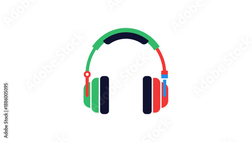 Colorful headphones illustration on a white background perfect for music and audio concepts.
