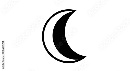 Crescent Moon Symbol Isolated on White Background.