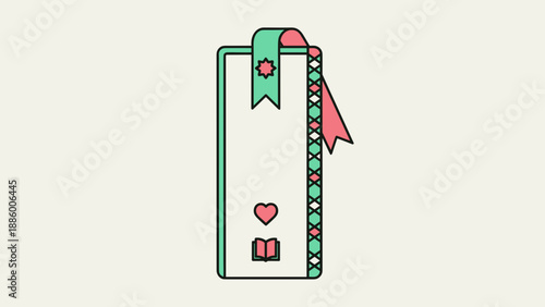 Cute Bookmark Design with Heart and Book Icon.