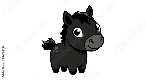 Cute cartoon black pony illustration.