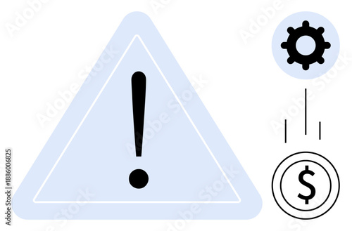 Risk management concept. Risk through warning signs, financial symbols, and process icons. Risk highlights economic instability, financial planning, and operational strategies. For business, finance