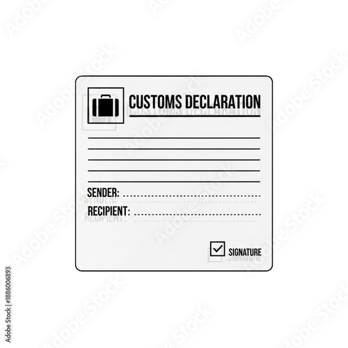 Customs declaration form document with sender and recipient fields for international shipping.