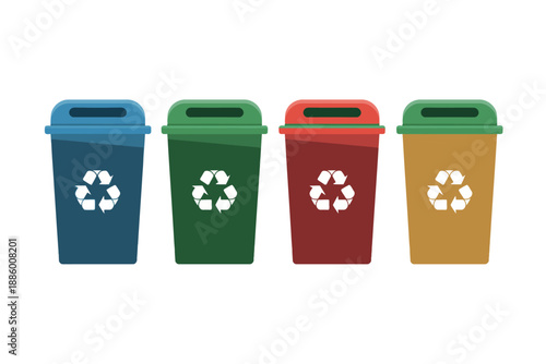 Colorful Recycling Bins for Eco-Friendly Waste Management and Sorting