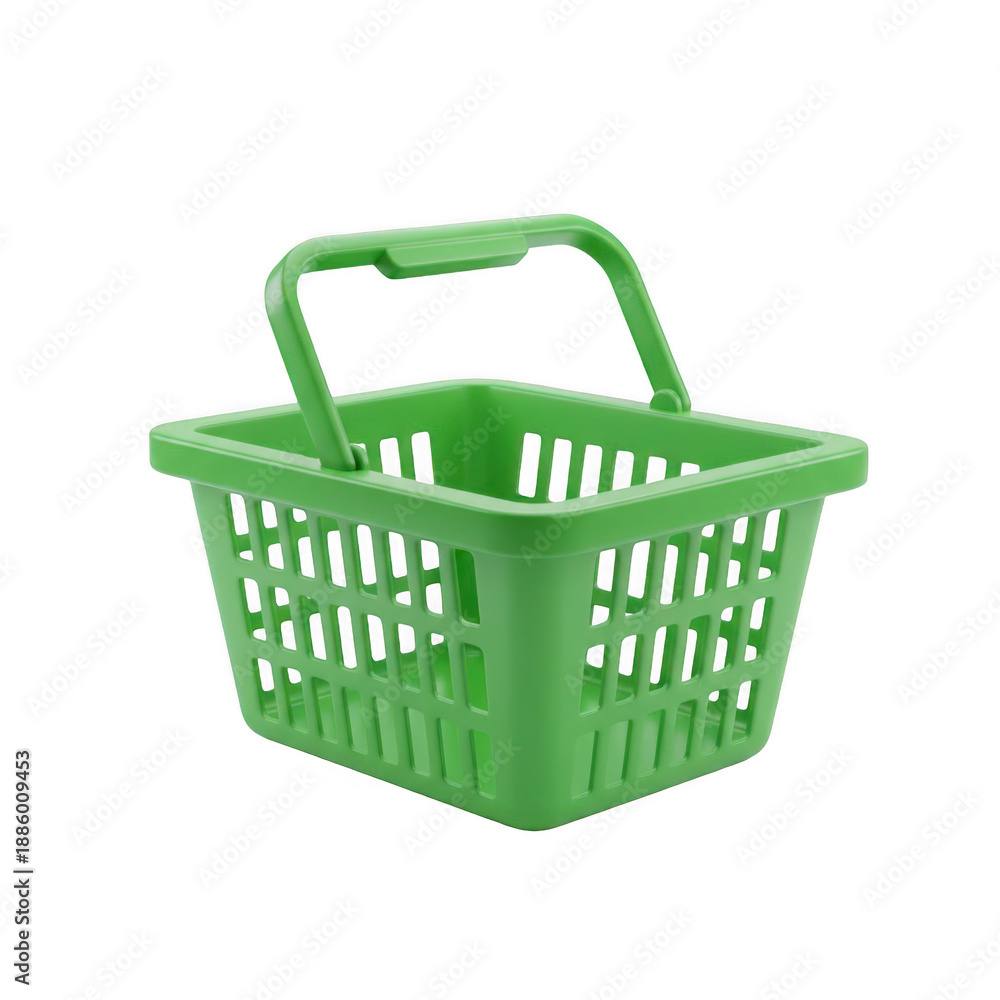Fototapeta premium Green plastic shopping basket