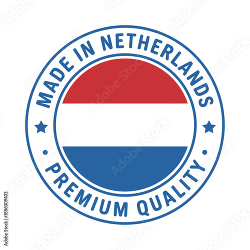 Premium quality product seal made in Netherlands with national flag colors