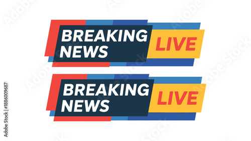 Breaking news live broadcast banner with urgent update design