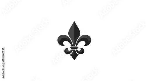 Black Fleur-de-lis symbol illustration. Elegant historic heraldic emblem, ornate decorative design for royalty, luxury, and vintage projects.